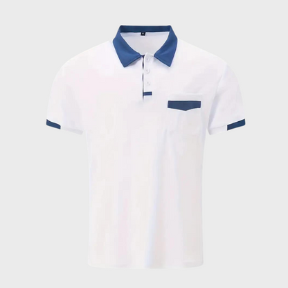 Momount herrepoloshirt – tofarvet kontrastkrave og brystlomme i kortærmet design