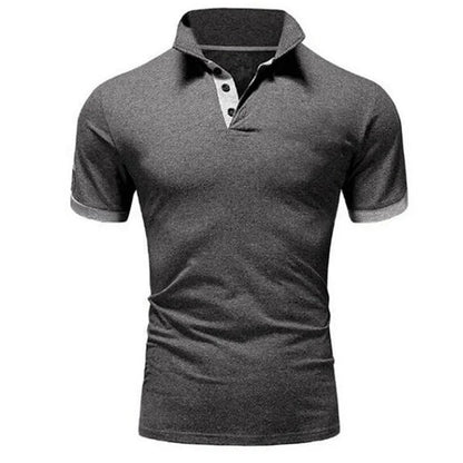 Momount herrepolo – stående krave med kontrastknapstolpe i slim fit