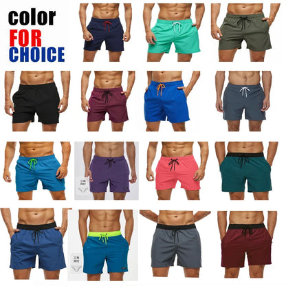 Momount Men Swim Shorts – Elastic Waist Mesh Liner Drawstring Pocket