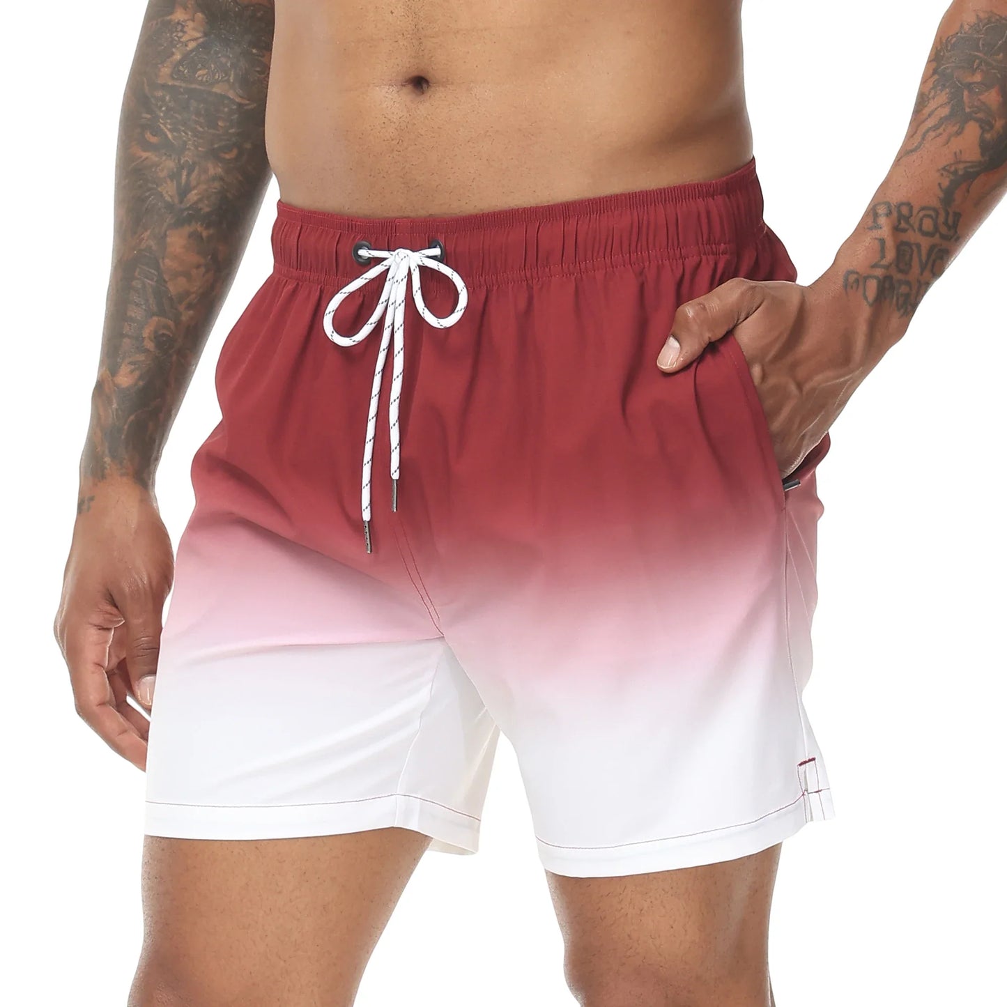 Momount Men Swim Shorts – Gradient Drawstring Quick Dry Beach Summer