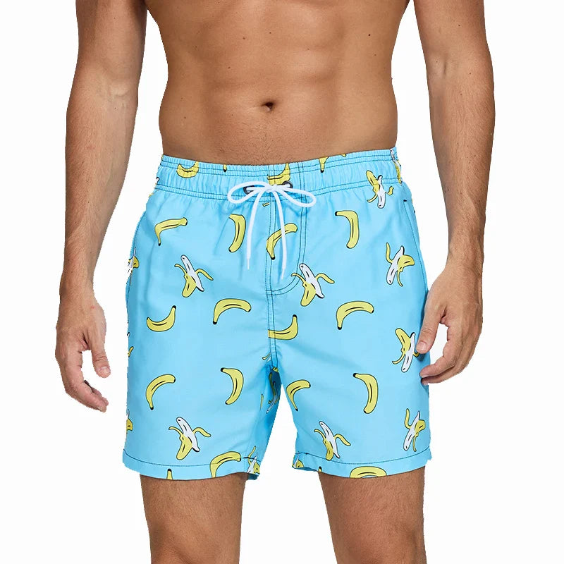 Momount Men Swim Shorts – Striped Drawstring Quick Dry Summer Beach
