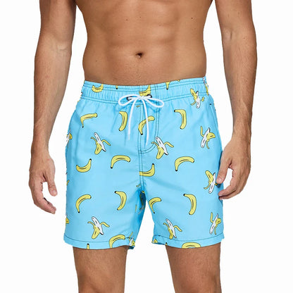 Momount Men Swim Shorts – Striped Drawstring Quick Dry Summer Beach