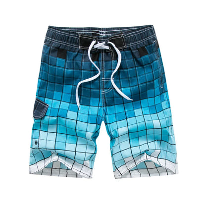 Momount Men Swim Shorts – Geometric Print Drawstring Knee Length Surf