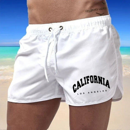 Momount Men Swim Shorts – California Print Drawstring Quick Dry Beach
