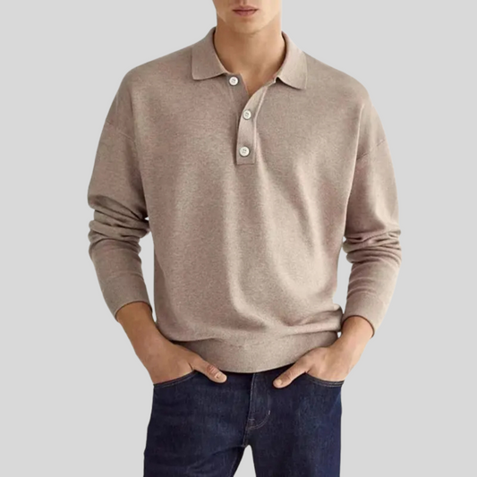 Polo de Hombre – Manga Larga Cuello Clásico de Punto para Diario