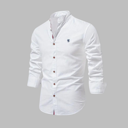 Momount Uomo Camicia – Manica Lunga Collo alla Coreana a Bottoni Stile Militare