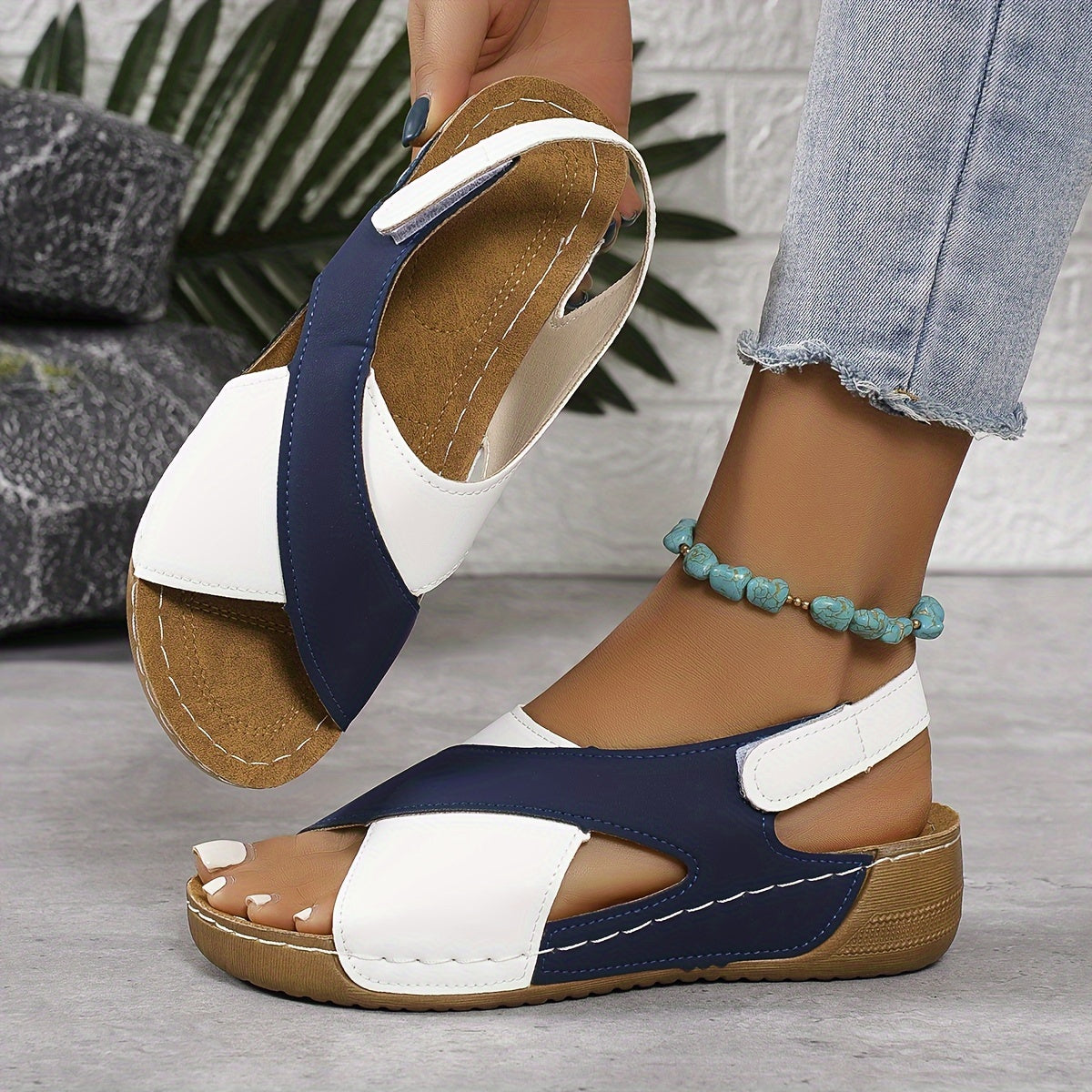 Momount platform kile-sandaler dame – tofarvede med dæmpet slingback