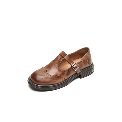 Momount Donna Mary Jane Plateau – Vintage Marrone Stile Oxford