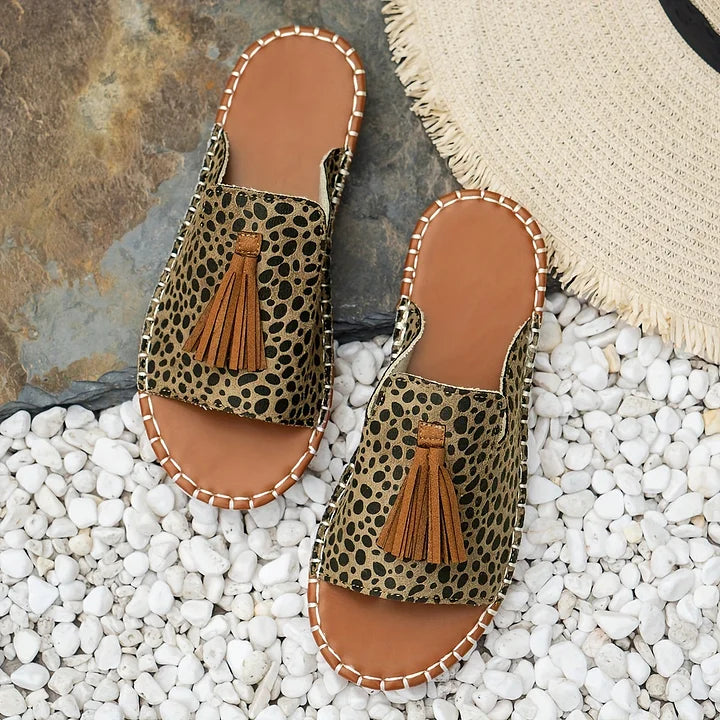 Boho damesandaler med kvaster – Flade og åbne med polstret støtte