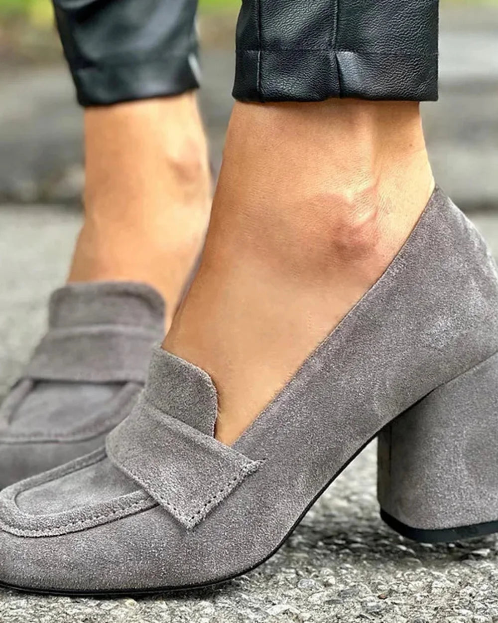 Ravenna | Vintage Suede Block Heel Penny Loafers — loafers-for-women-block-heel-slip-on-grey-02-reference-view.webp