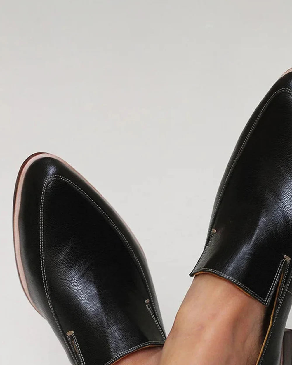 Cordelia | Black Leather Pointed Toe Professional Loafers — loafers-for-women-pointed-toe-slip-on-flats-black-05-detail.webp