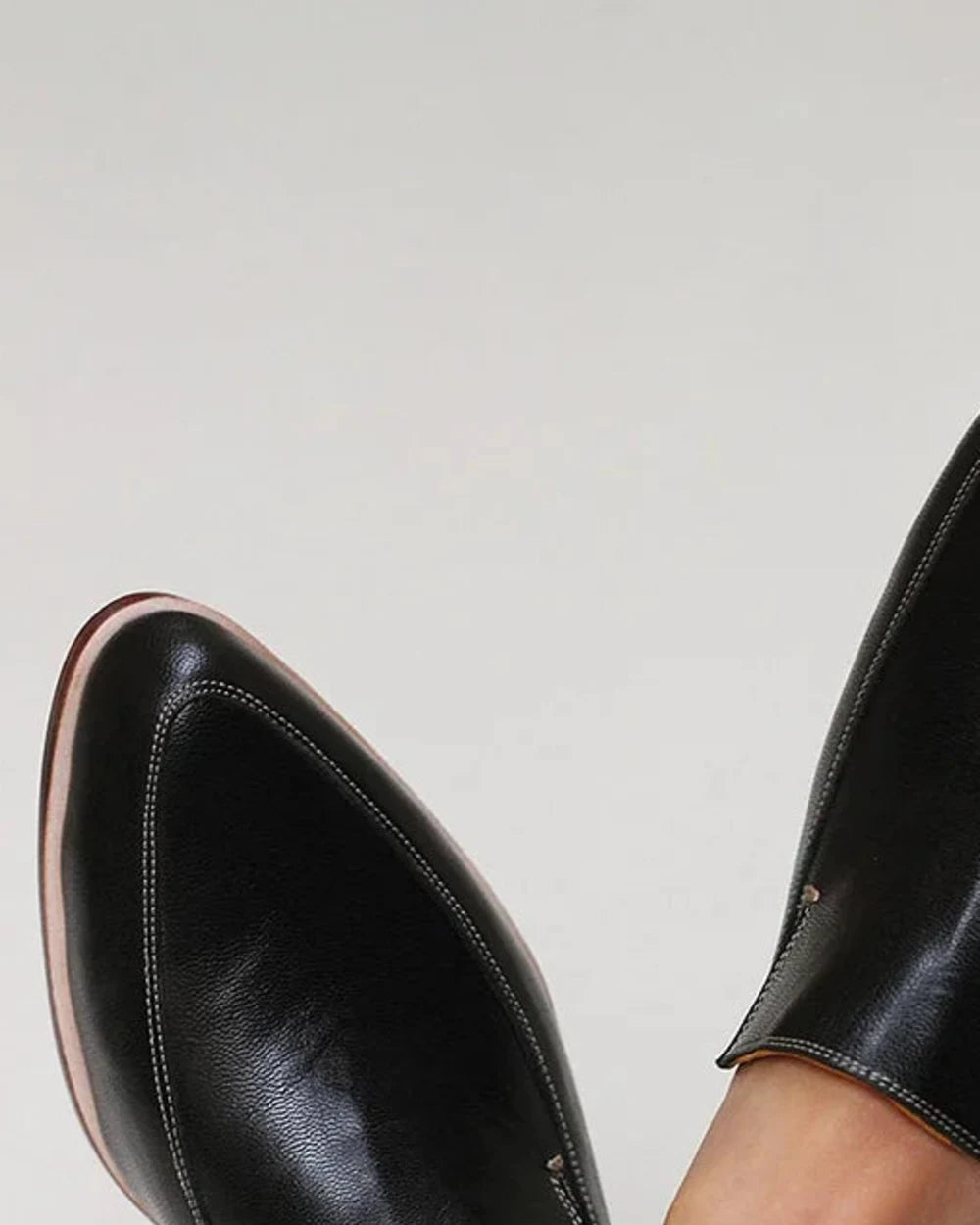 Cordelia | Black Leather Pointed Toe Professional Loafers — loafers-for-women-pointed-toe-slip-on-flats-black-06-detail.webp