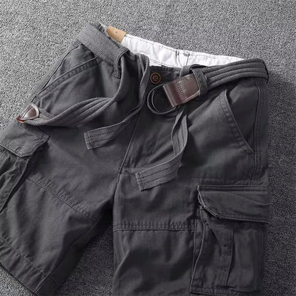 Klassiske herrecargoshorts – Bomuld med bælte og knaplukning
