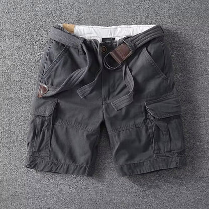 Klassiske herrecargoshorts – Bomuld med bælte og knaplukning