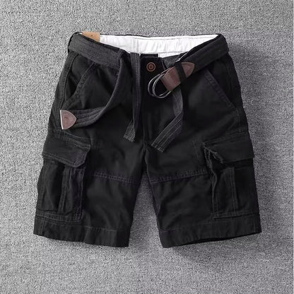Klassiske herrecargoshorts – Bomuld med bælte og knaplukning