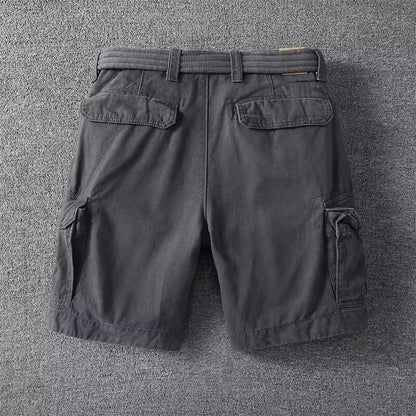 Klassiske herrecargoshorts – Bomuld med bælte og knaplukning