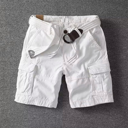 Klassiske herrecargoshorts – Bomuld med bælte og knaplukning
