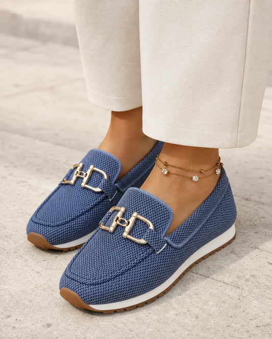 Mocassini donna blu navy con doppio morsetto — immagine del prodotto 1