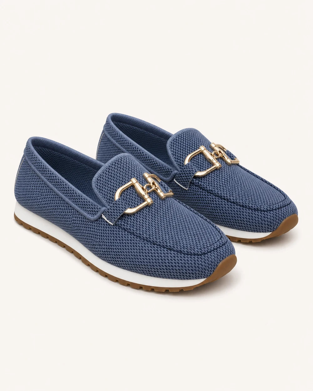 Mocassins de senhora azul-marinho com fivela dupla e sola desportiva — imagem do produto 9