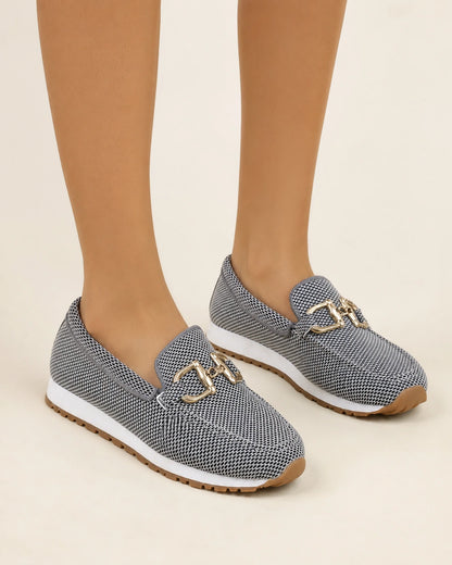 Mocassins de senhora azul-marinho com fivela dupla e sola desportiva — imagem do produto 11