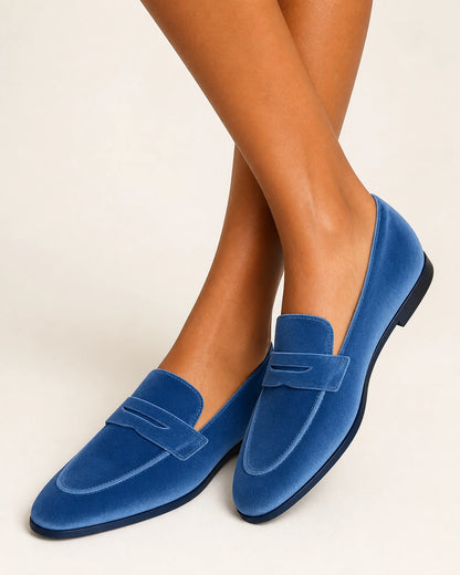 Mocassini donna blu con fascia tono su tono — immagine del prodotto 5