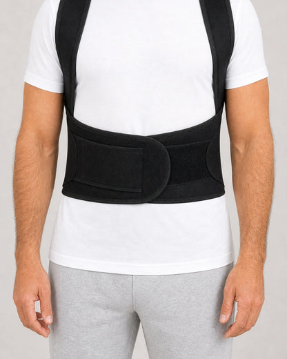 Adjustable Back Support Brace — technical side view