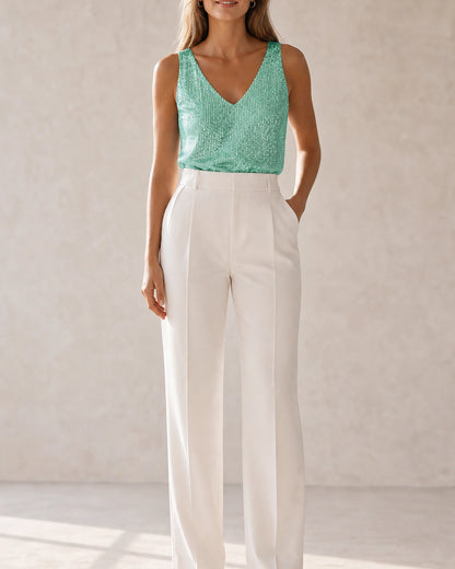 Martha | Top de mujer con lentejuelas y escote en V — image 2
