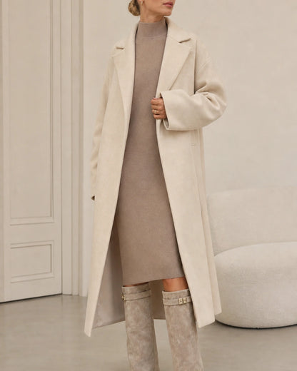 Momount Women Gold-Buckle Knee-High Boots – Pointed Toe, Hidden Wedge, beige, second styling.