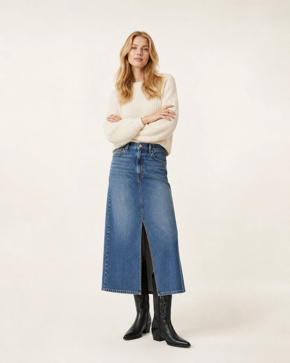 Momount Women Lizzy Western Knee-High Boots, black, second styling.