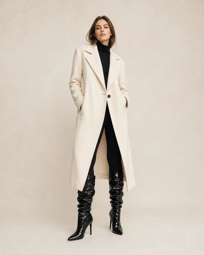 Momount Women Patent Slouch Stiletto Boots, black, full silhouette.