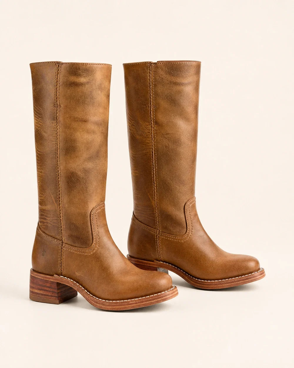 Light Brown round-toe knee-high boots, variant
