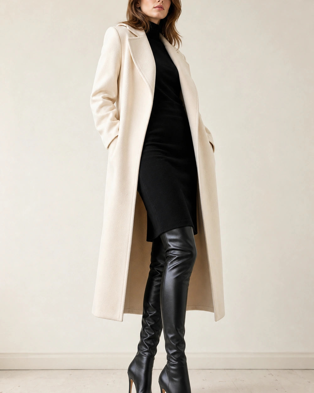 Momount Women Sleek Over-the-Knee Boots – Pointed Toe, Stiletto Heel, black, hero.