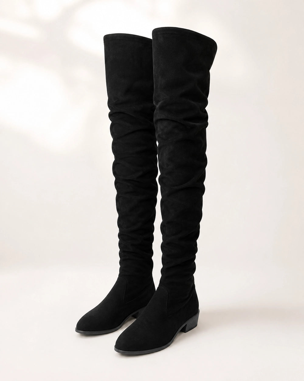 Momount Women Slouch Over-the-Knee Boots, black, product only.