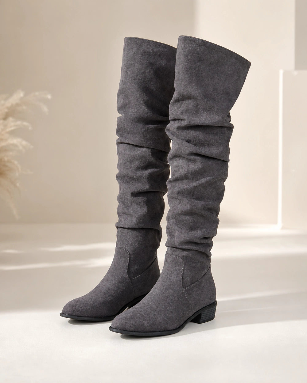Momount Women Slouch Over-the-Knee Boots, grey, variant hero.
