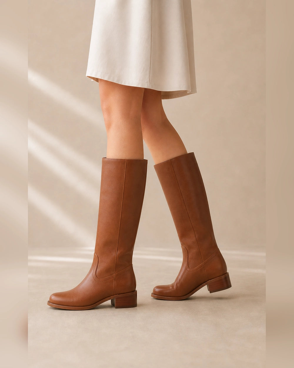 Leather Knee-High Riding Boots, brown lateral profile. — piper-brown-03-lateral-profile.webp