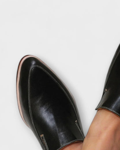 Momount Women Pointed-Toe Loafers – Leather Slip-On Soft Flat Minimalist — pointed-toe-loafers-leather-slip-on-soft-flat-minimalist-black-05-detail.webp