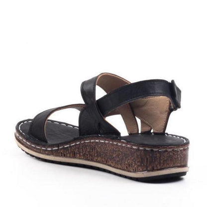 Momount kile-sandaler dame – brun læder med peep-toe og slingback til sommer