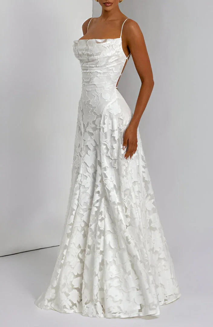 Auriana | Vestito Maxi Romantico Floreale Scollo Quadrato Spalline Estivo