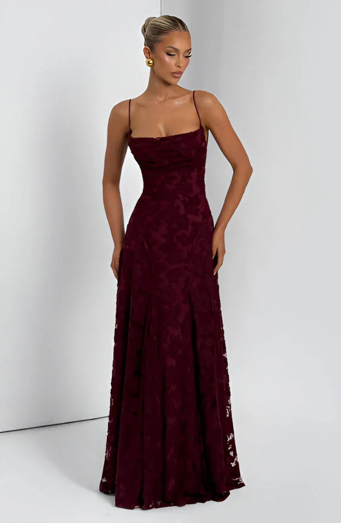 Auriana | Vestito Maxi Romantico Floreale Scollo Quadrato Spalline Estivo