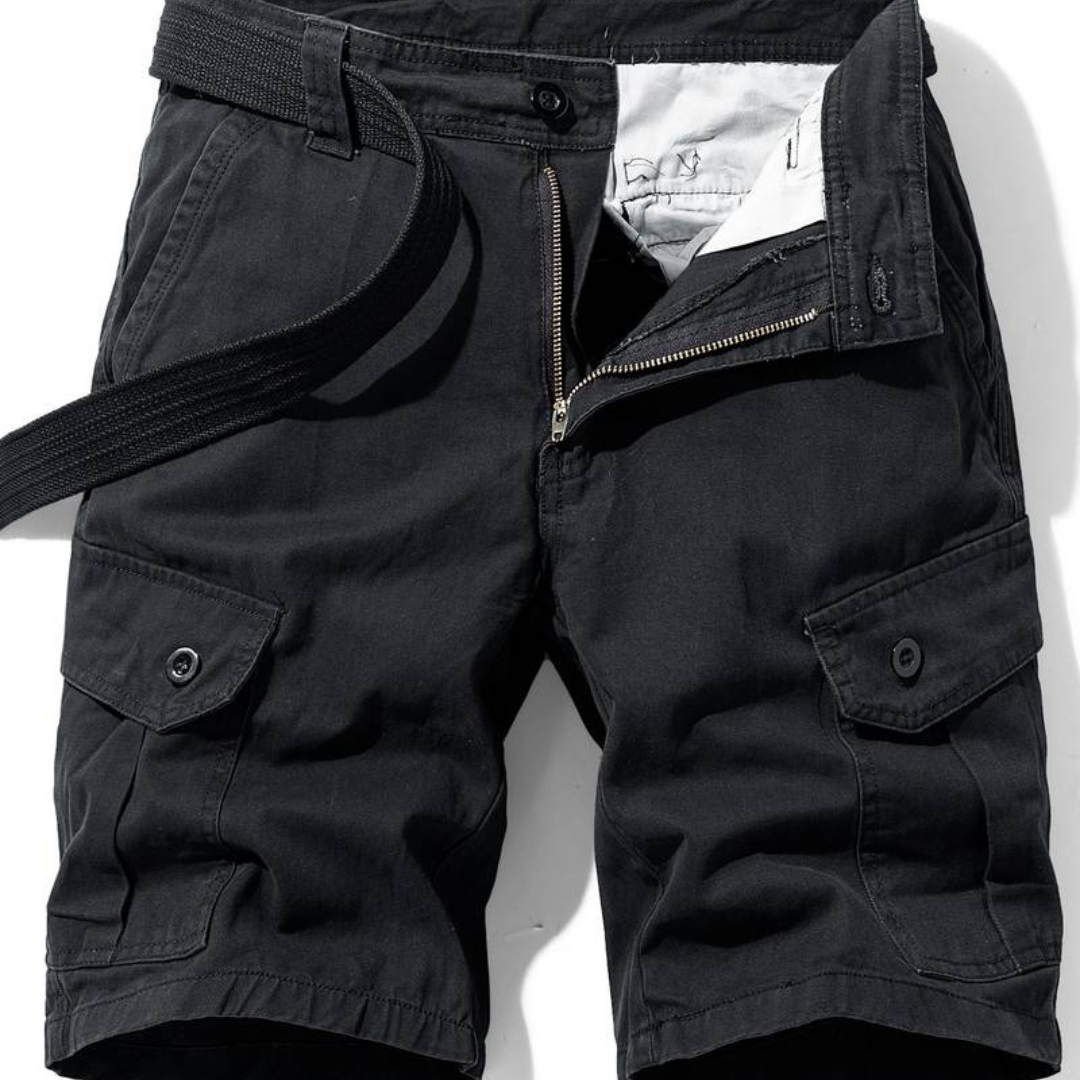 Klassiske herrecargoshorts – Bomuld med knaplukning og klaplommer