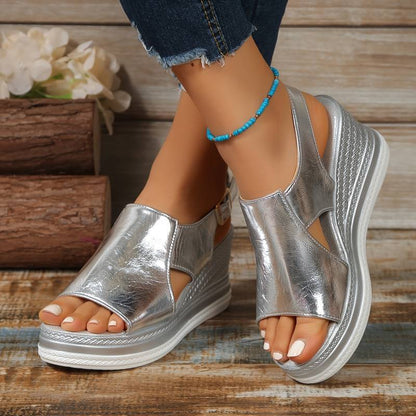 Momount Women Wedge Sandals Comfort Platform Slingback Casual Summer Adjustable Cushioned Support Open Toe Fit