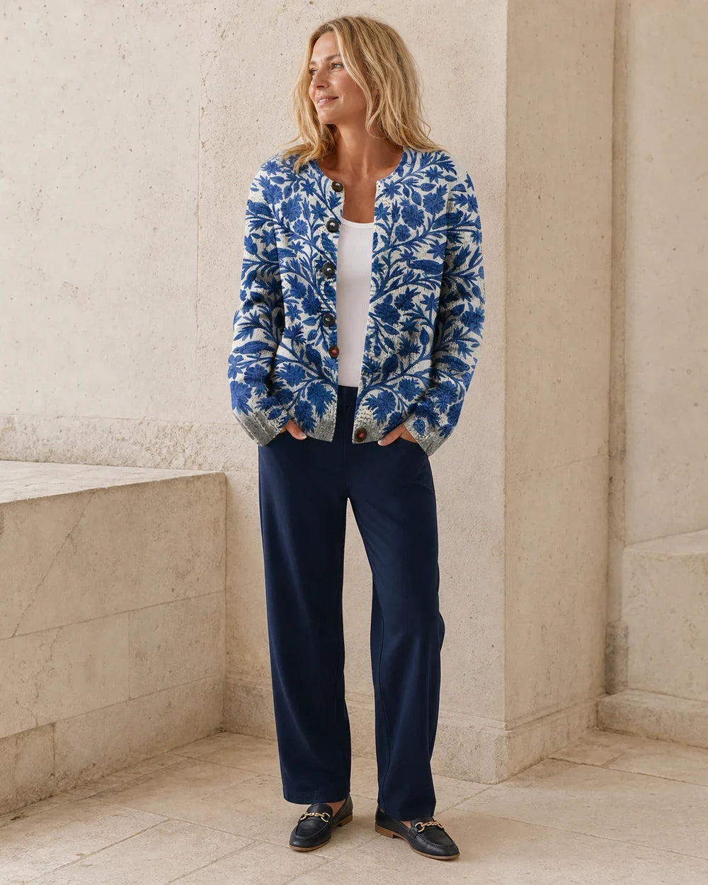 Sofia floral cardigan for women, complete styled silhouette