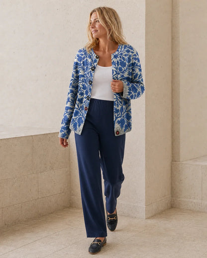 Sofia floral cardigan for women, natural movement view