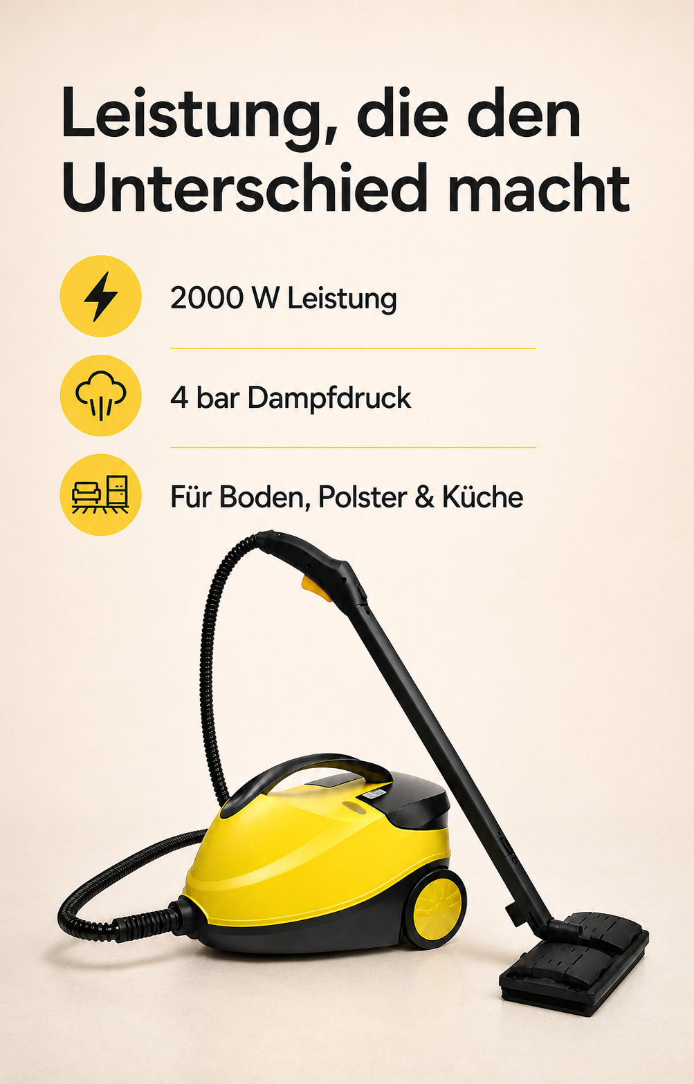 Vapora Pro 2000 W Leistung und 4 bar Dampfdruck